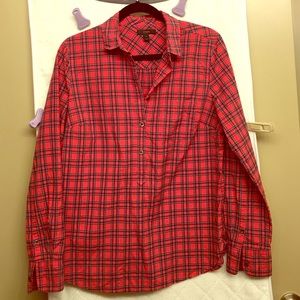 Red Plaid J. Crew Pull Over Button Down Shirt