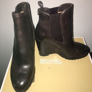 Michael Kors Thea Booties Brown Wedge