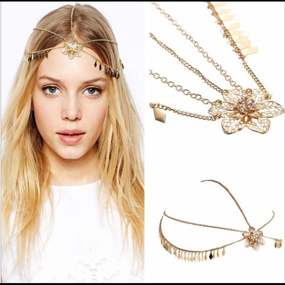 Gold head chain jewelry headband flower beautiful!