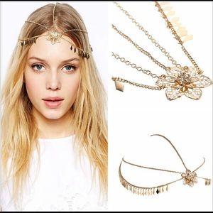 Gold head chain jewelry headband flower beautiful!