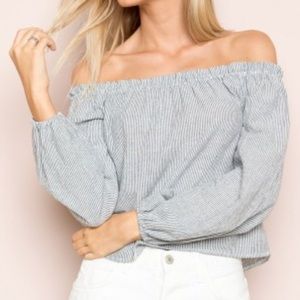 Cropped off the shoulder striped shirt