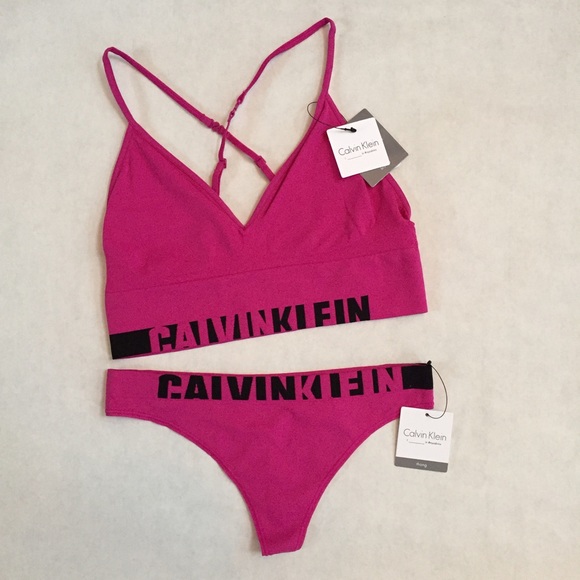 Calvin Klein Pink Bralette & Thong Set
