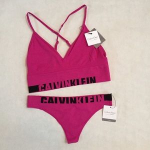 Calvin Klein Pink Bralette & Thong Set