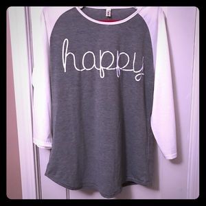 NWT FINAL PRICE "Happy" Baseball Tee
