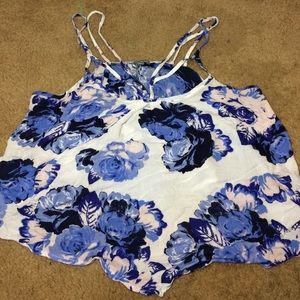 A blue and white floral shirt