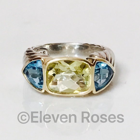 David Yurman Jewelry - David Yurman Lemon Citrine Blue Topaz Mosaic Ring