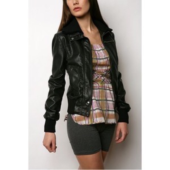 Silence & Noise Faux Leather Bomber Jacket