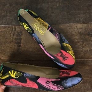 Ferragamo novelty print flats, multicolored