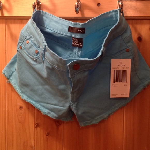 Aqua brand Turquoise denim shorts