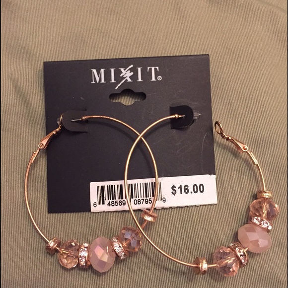 Mixit dangle hoops earrings with pretty beads.