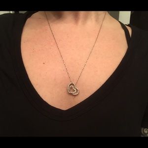 14k double heart pendant