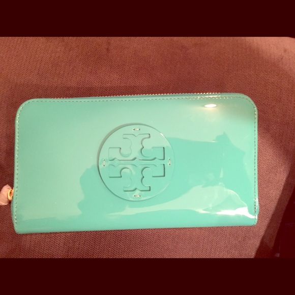 Tory burch wallet "deep biscay" turquoise