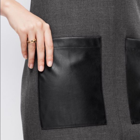 Ann Taylor shift dress, faux leather pockets - Picture 3 of 4