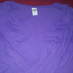 VS PINK V Neck Long Sleeve Tee