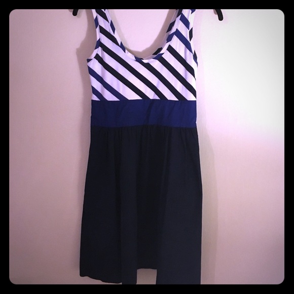 Express fit and flare striped dress - Picture 2 of 2