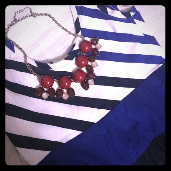 Express fit and flare striped dress - Picture 1 of 2