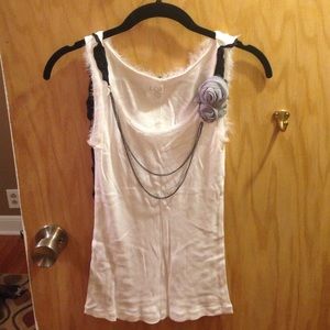 Loft white tank w/ beautiful chains/flowers sz SP