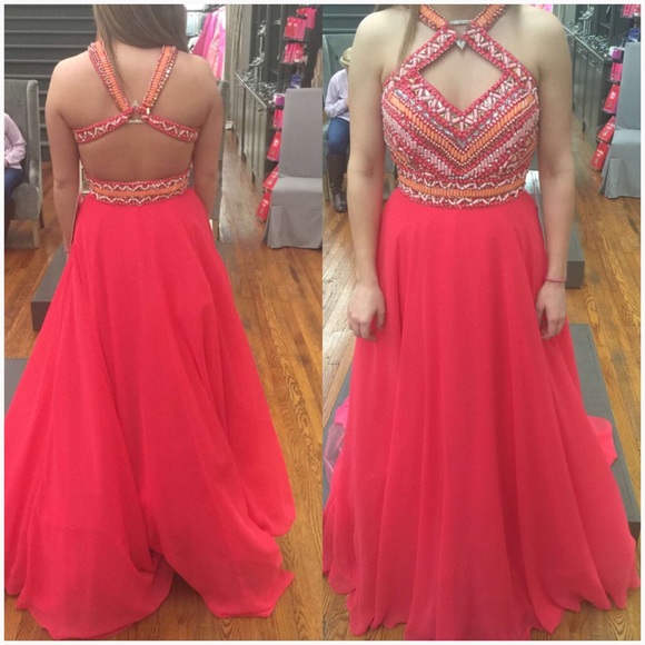 Rachel Allan Chiffon A-Line Formal Gown Dress - Picture 2 of 4