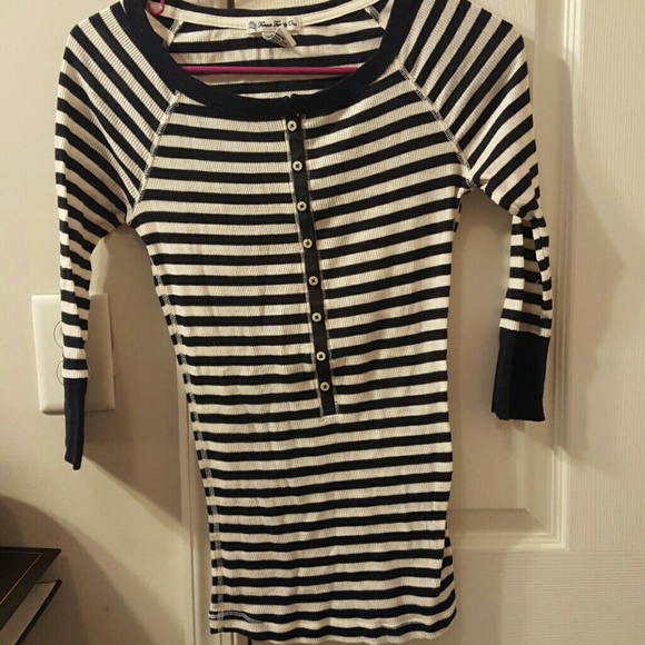 Navy and white striped shirt