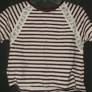 Burgundy and White Striped Shirt