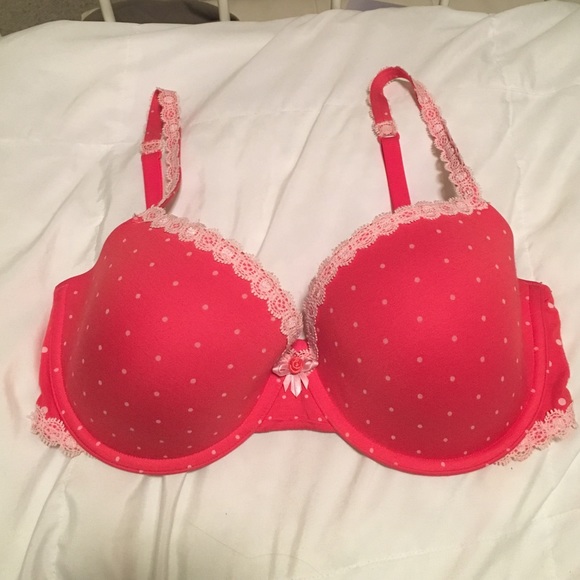 Victoria's Secret pink polka dot lined demi bra