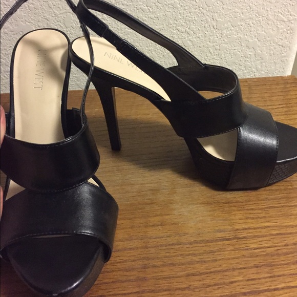Nine West Black Open Toe Heels 8.5