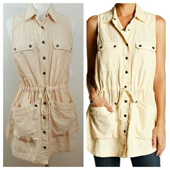 Free People Tops - Free People NWT Cream Collared Button Tunic MD