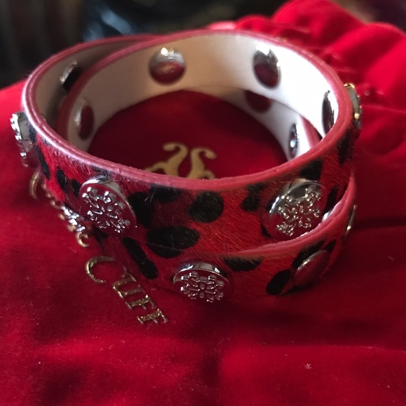Rustic Cuff- Red with silver Double Meagan Wrap