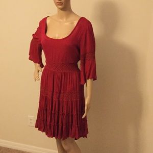 Red FREE PEOPLE ruffle dream cloud dress