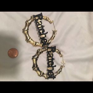 "Ratchet" bamboo style earrings.