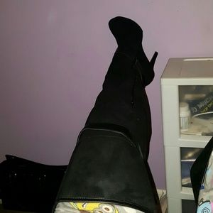 Over the knee suede boots