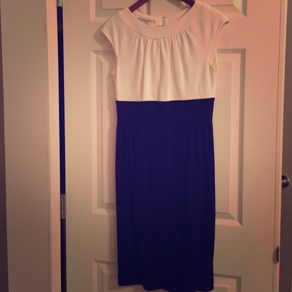 Stunning black and cream dress.