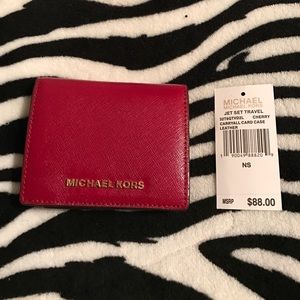 Michael Kors Jet Set Card Case in Cherry