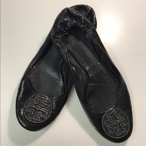 Tory Burch Minnie Black Patent Flats
