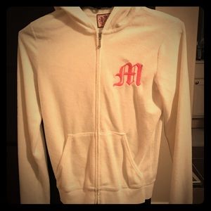 White Juicy Couture Jacket with M Letter on Front