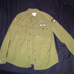 Army green button down
