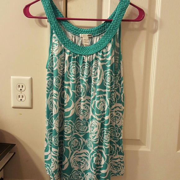 Teal flower top - Picture 1 of 2