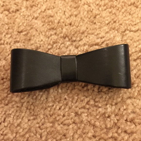 Faux black leather hair barette