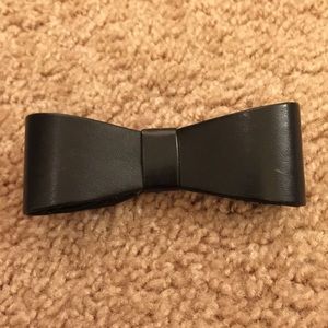 Faux black leather hair barette