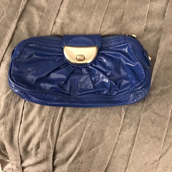 botkier royal blue patent leather clutch