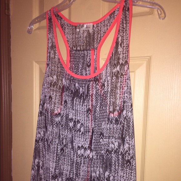 Black and coral tank top flow he and sheer