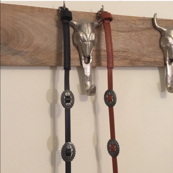 Black & Brown Western Silver Concho Belt / Belts