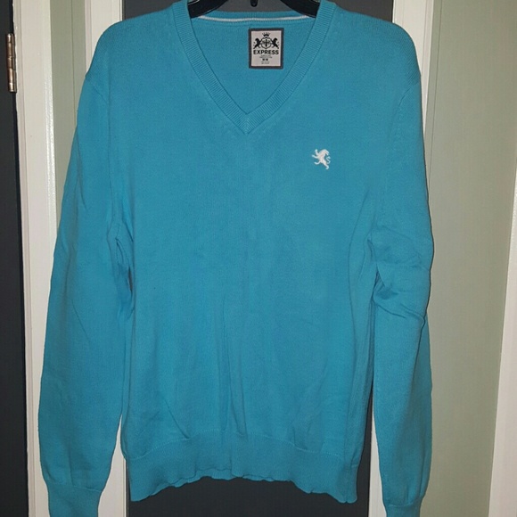 Mens Express turqiouse V Neck Sweater