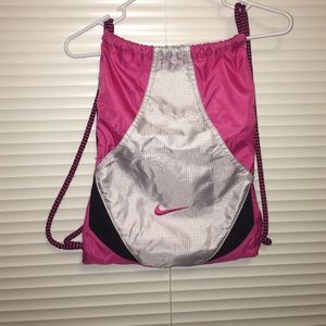 Pink + Black + Silver Nike Drawstring Bag