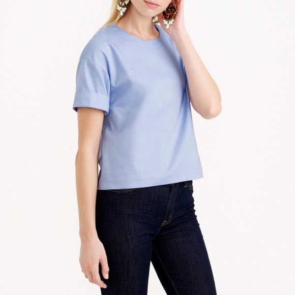 J. Crew Tops - Cotton Oxford Cloth Cropped Top