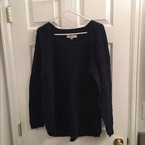 Navy cable knit sweater - LOFT