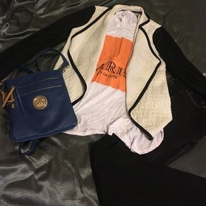 Quilted print sweater/cardigan