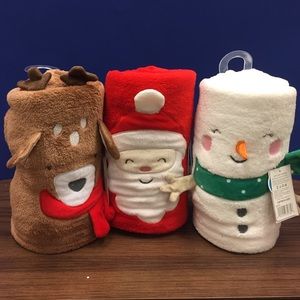 Carters roll-me-up blanket reindeer snowman Santa
