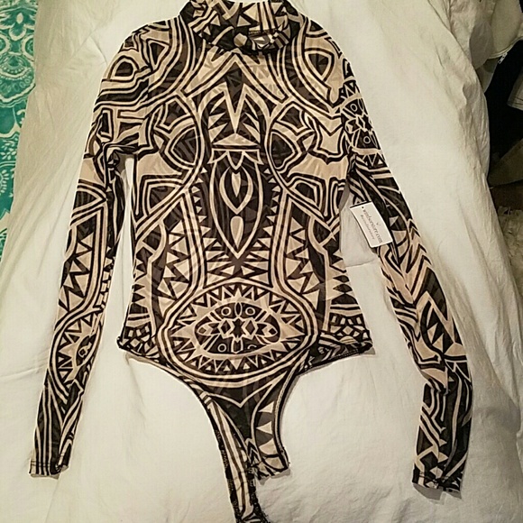 Brand new, beautiful print, sheer bodysuit