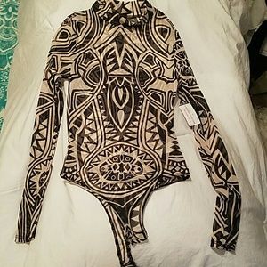 Brand new, beautiful print, sheer bodysuit